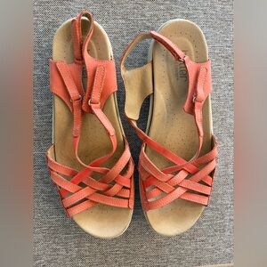 Hotter Maisie Coral Leather Strappy Sandals US 10 UK 8 EU 42 Comfort Concept